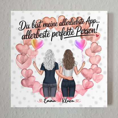 Fotoboard beste Freundin - 2 Clipart Frauen, Namen, Hintergrund und eigener Spruch