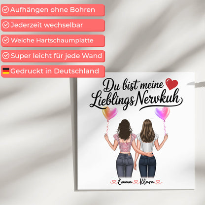 Freundinnen Bild Personalisiert 2 Frauen, Namen, Hintergrund & Spruch - Beste Freundin