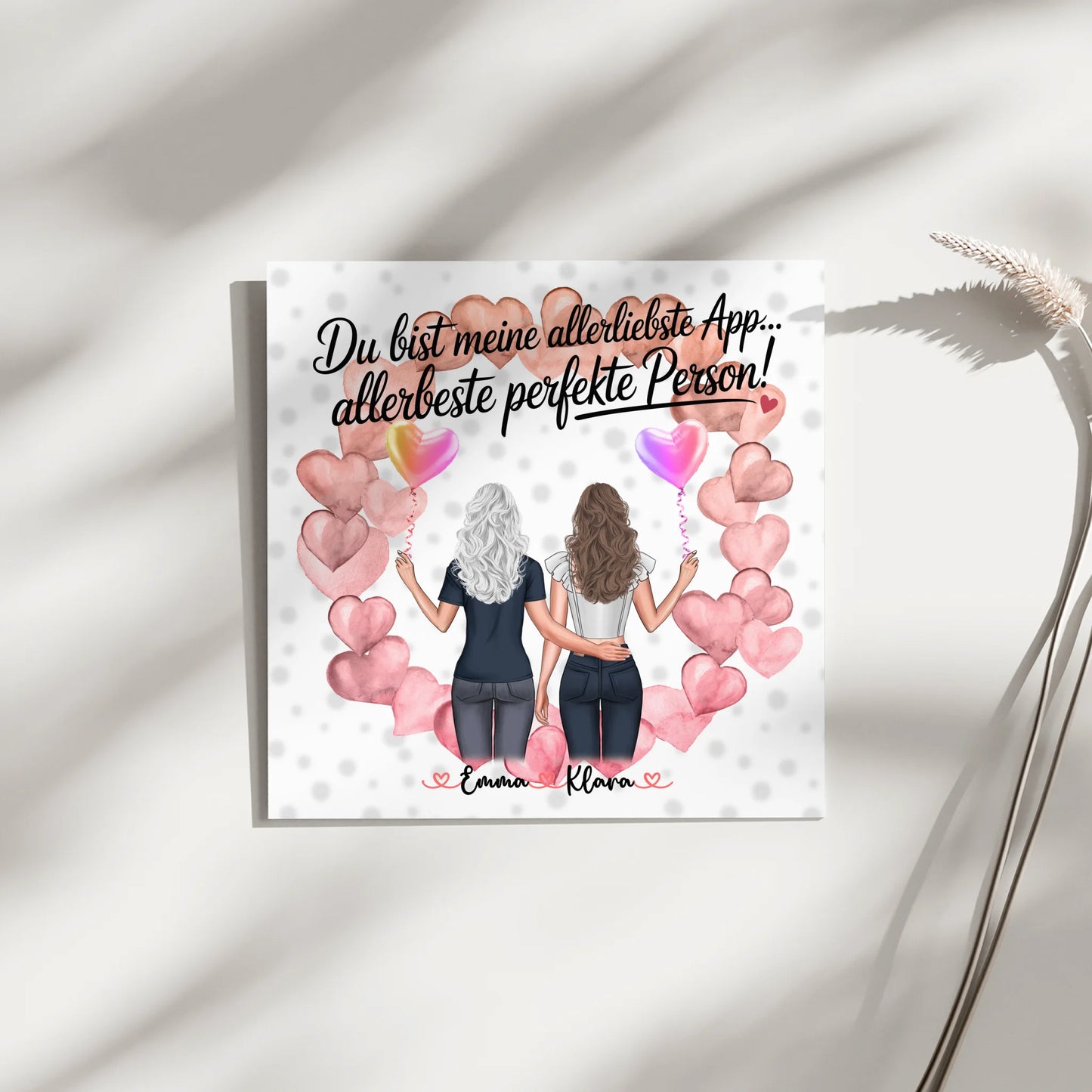 Fotoboard beste Freundin - 2 Clipart Frauen, Namen, Hintergrund und eigener Spruch