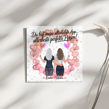 Fotoboard beste Freundin - 2 Clipart Frauen, Namen, Hintergrund und eigener Spruch