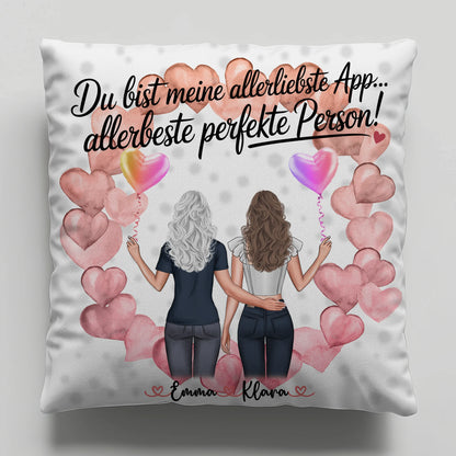 Kissen beste Freundin personalisierbar mit 2 Clipart-Frauen, Namen, Foto & Wunschtext