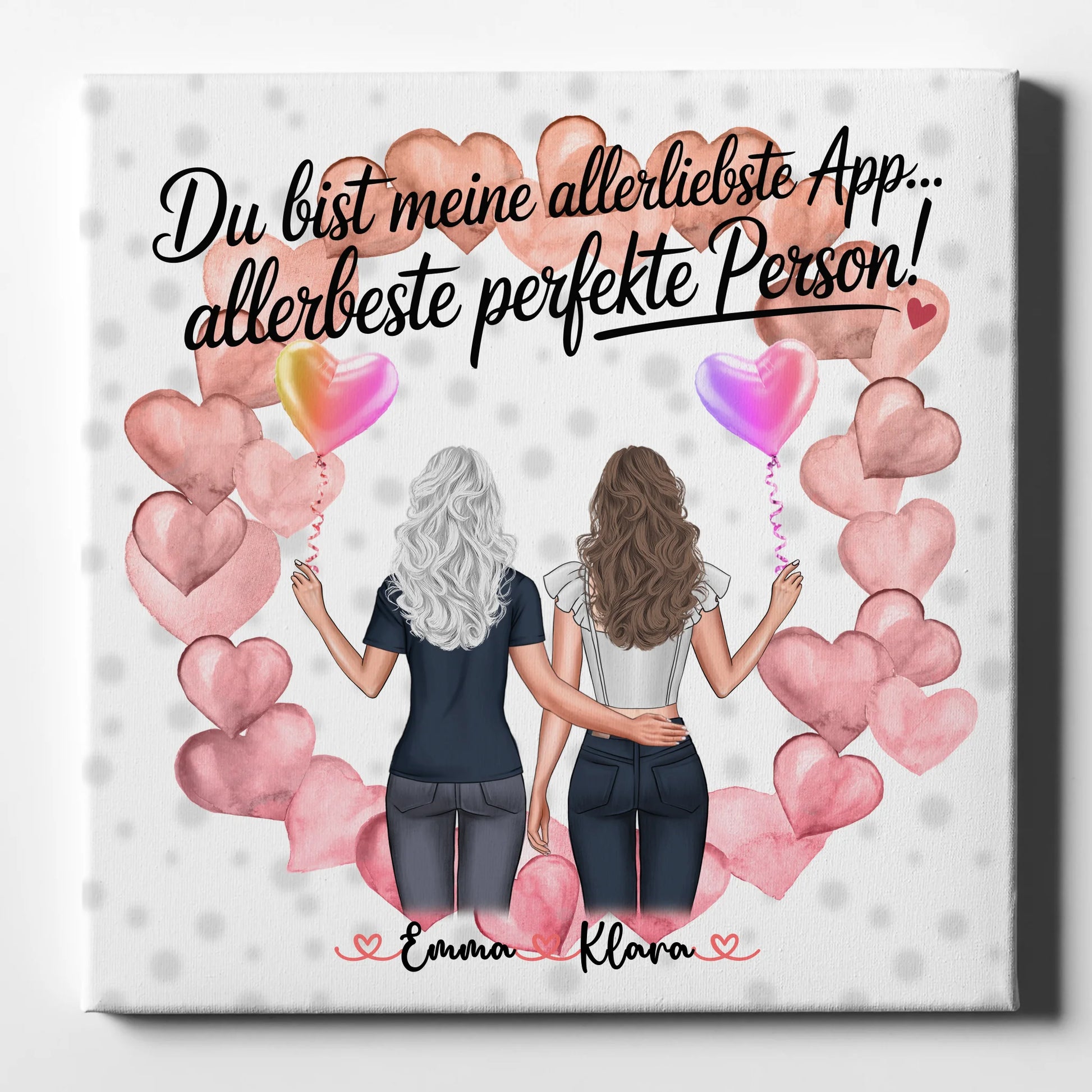 Personalisierte Leinwand Freundinnen - Allerbeste Freundin 2 Clipart Frauen, Namen 1