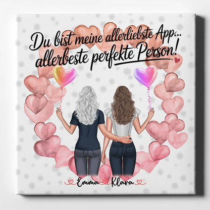 Personalisierte Leinwand Freundinnen - Allerbeste Freundin 2 Clipart Frauen, Namen 1
