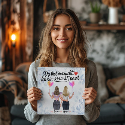 Beste Freundinnen Fotoboard mit 2 Clipart Frauen, Namen und Wunschtext