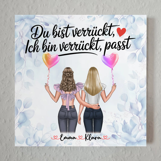 Beste Freundinnen Fotoboard mit 2 Clipart Frauen, Namen und Wunschtext