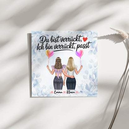 Beste Freundinnen Fotoboard mit 2 Clipart Frauen, Namen und Wunschtext