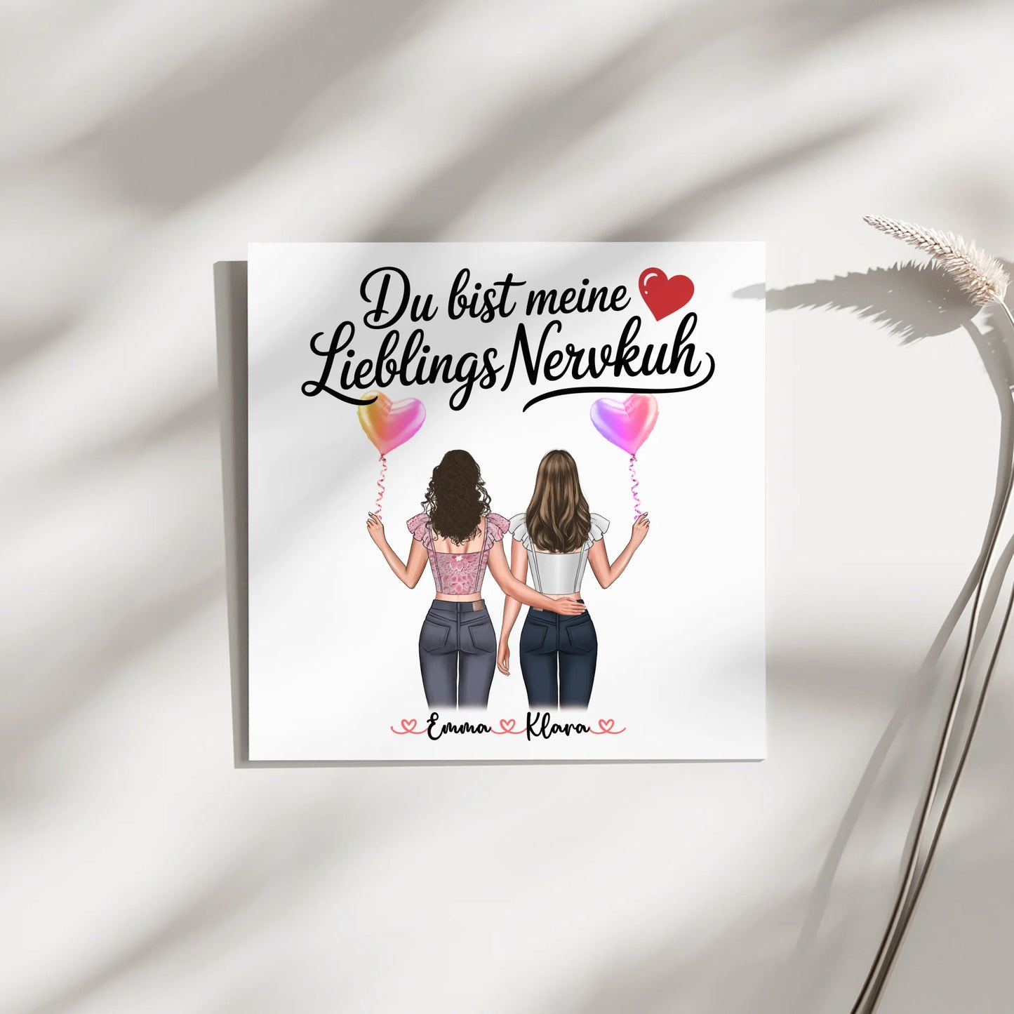 Personalisierte Leinwand Freundinnen mit 2 Clipart Frauen, Namen & eigenem Spruch 4