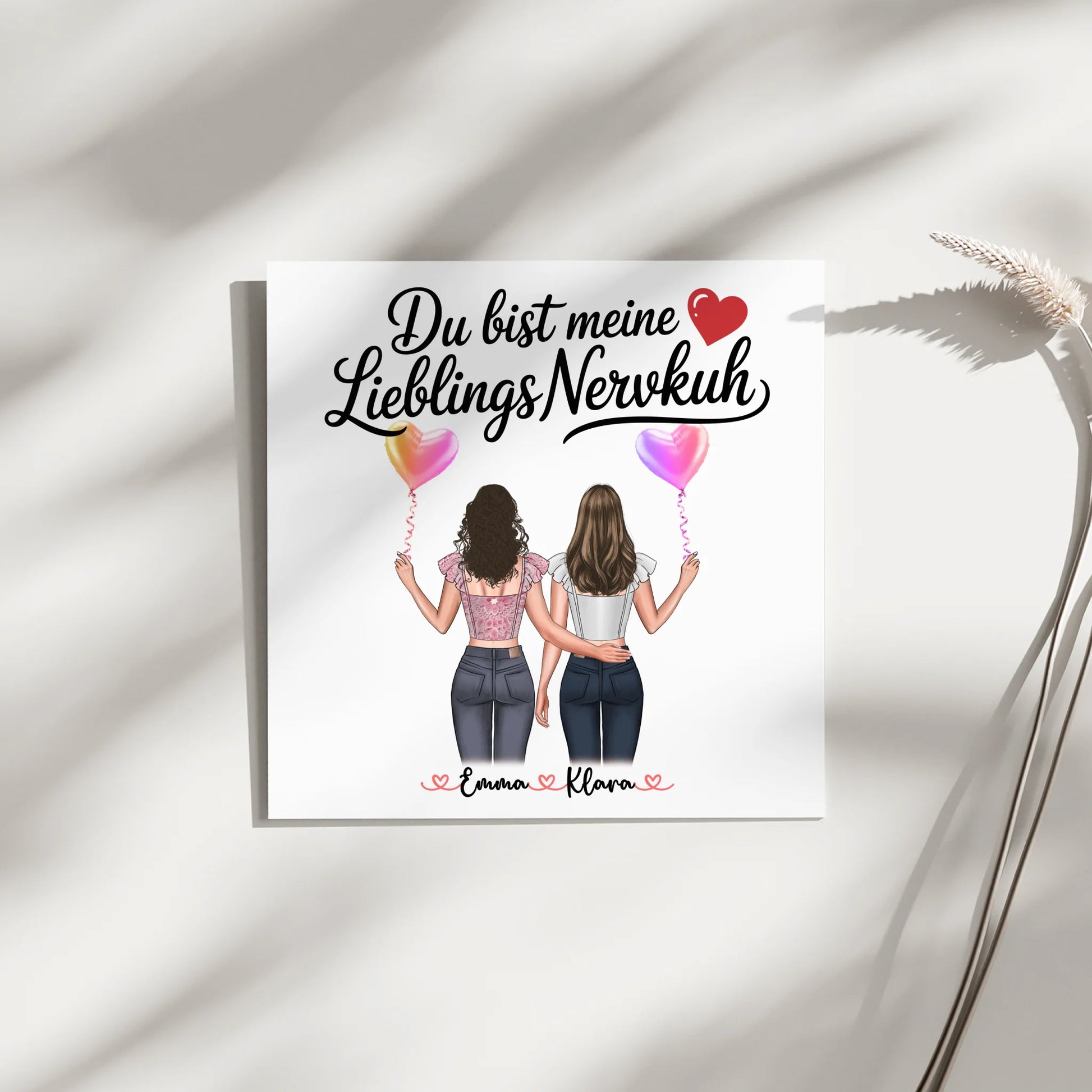 Personalisierte Leinwand Freundinnen mit 2 Clipart Frauen, Namen & eigenem Spruch 4