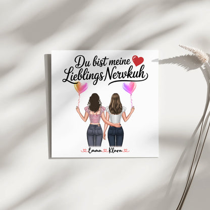 Personalisierte Leinwand Freundinnen mit 2 Clipart Frauen, Namen & eigenem Spruch 4