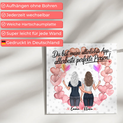 Fotoboard beste Freundin - 2 Clipart Frauen, Namen, Hintergrund und eigener Spruch