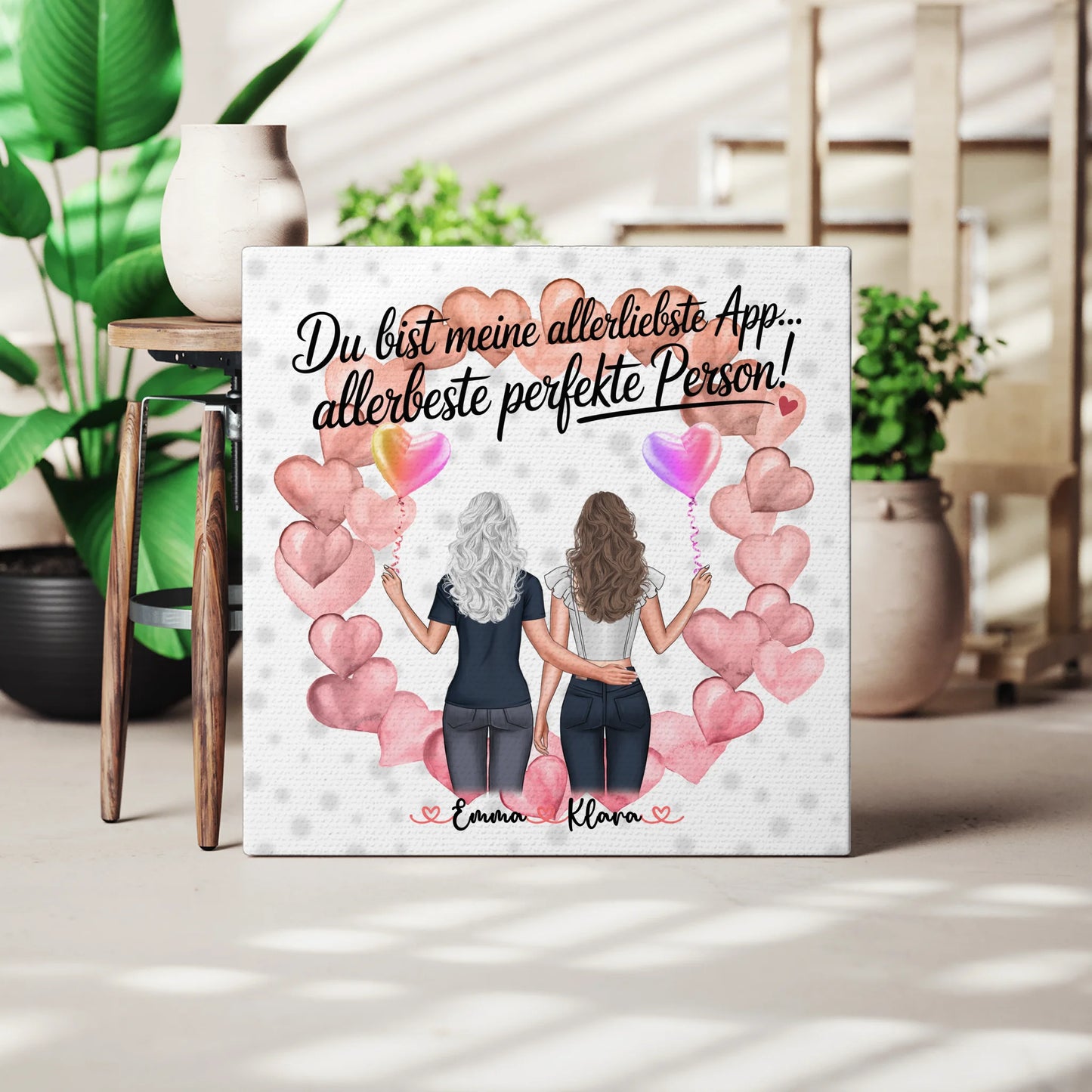 Personalisierte Leinwand Freundinnen - Allerbeste Freundin 2 Clipart Frauen, Namen 3