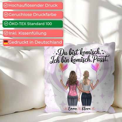 Beste Freundinnen Kissen mit 2 Clipart Frauen, Namen & Wunschtext