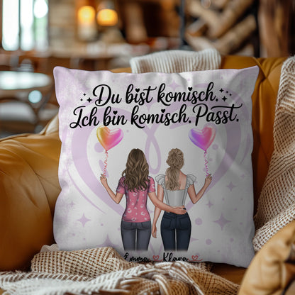 Beste Freundinnen Kissen mit 2 Clipart Frauen, Namen & Wunschtext