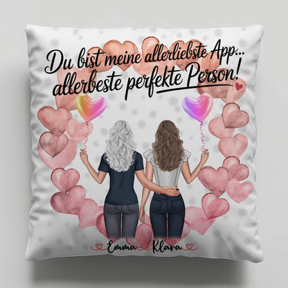 Kissen beste Freundin personalisierbar mit 2 Clipart-Frauen, Namen, Foto & Wunschtext