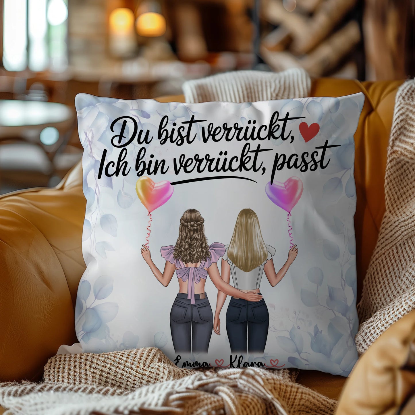 Namen Kissen Beste Freundin - Du verrückt Ich verrückt Passt personalisierbar