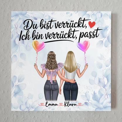 Beste Freundinnen Fotoboard mit 2 Clipart Frauen, Namen und Wunschtext