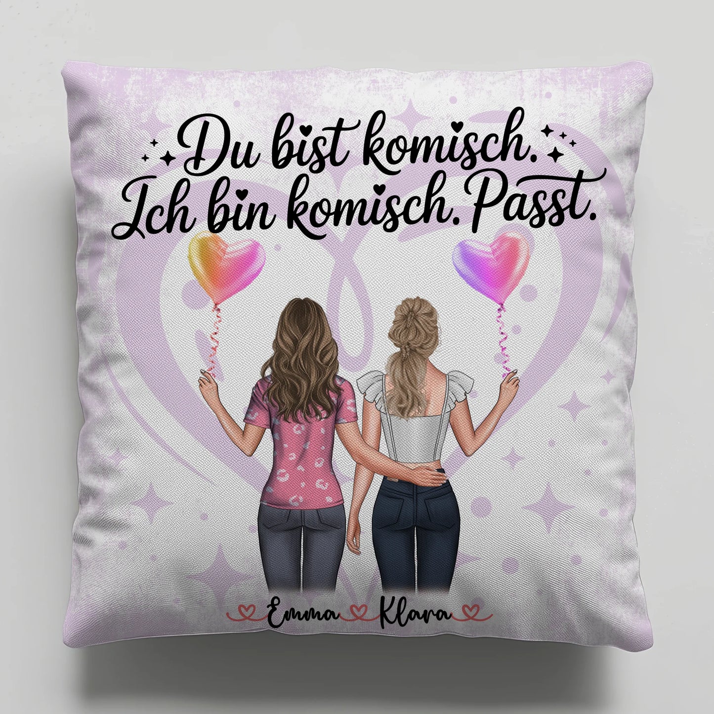 Beste Freundinnen Kissen mit 2 Clipart Frauen, Namen & Wunschtext