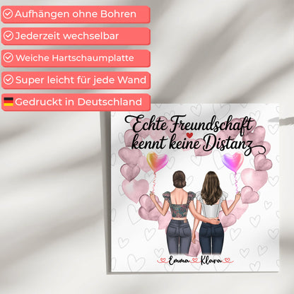 personalisierbares Fotoboard beste Freundin mit 2 Clipart Frauen, Namen & Wunschtext