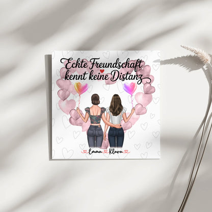personalisierbares Fotoboard beste Freundin mit 2 Clipart Frauen, Namen & Wunschtext
