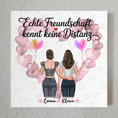 personalisierbares Fotoboard beste Freundin mit 2 Clipart Frauen, Namen & Wunschtext