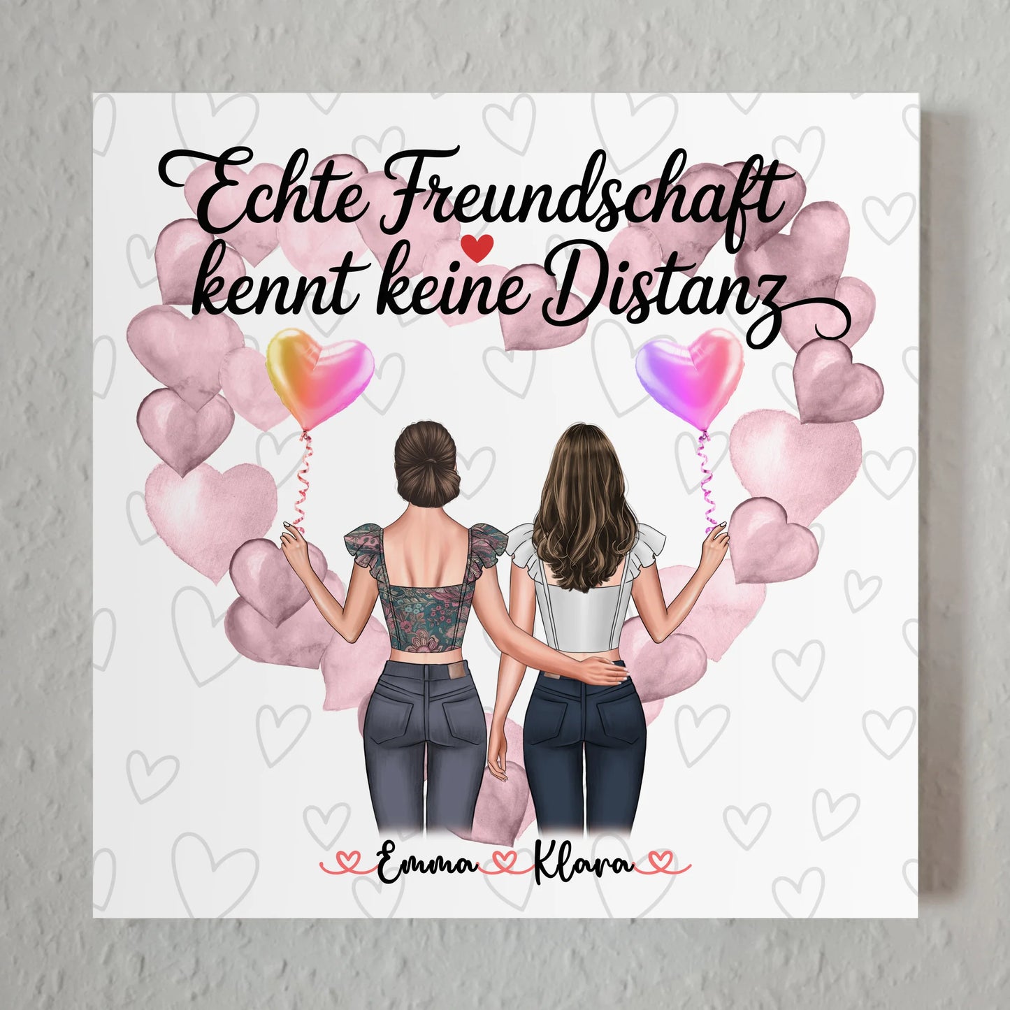 personalisierbares Fotoboard beste Freundin mit 2 Clipart Frauen, Namen & Wunschtext