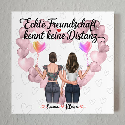 personalisierbares Fotoboard beste Freundin mit 2 Clipart Frauen, Namen & Wunschtext