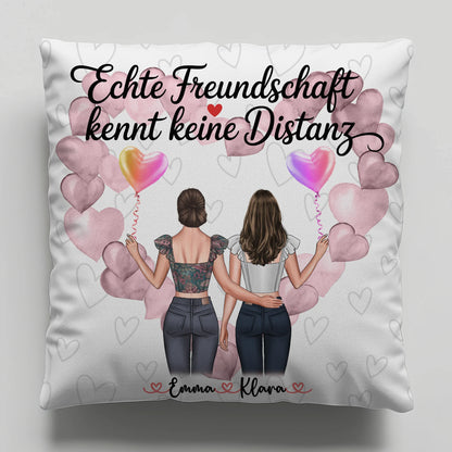 Beste Freundin Kissen mit 2 Clipart-Frauen, Namen, Hintergrundbild & Wunschtext