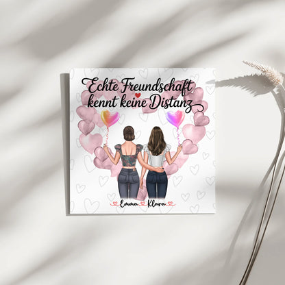 personalisierbares Fotoboard beste Freundin mit 2 Clipart Frauen, Namen & Wunschtext
