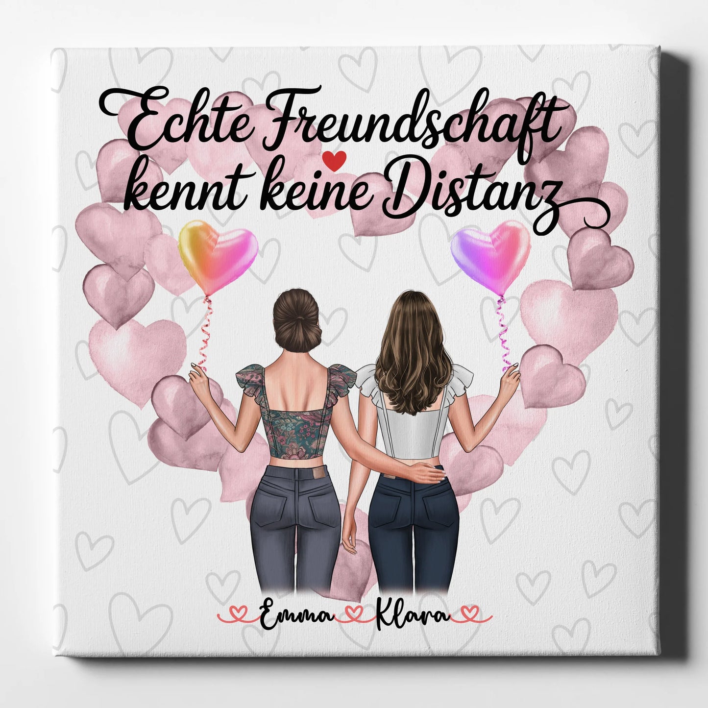 Leinwand mit Foto beste Freundin personalisiert mit 2 Clipart Frauen, Namen & eigener Text 1