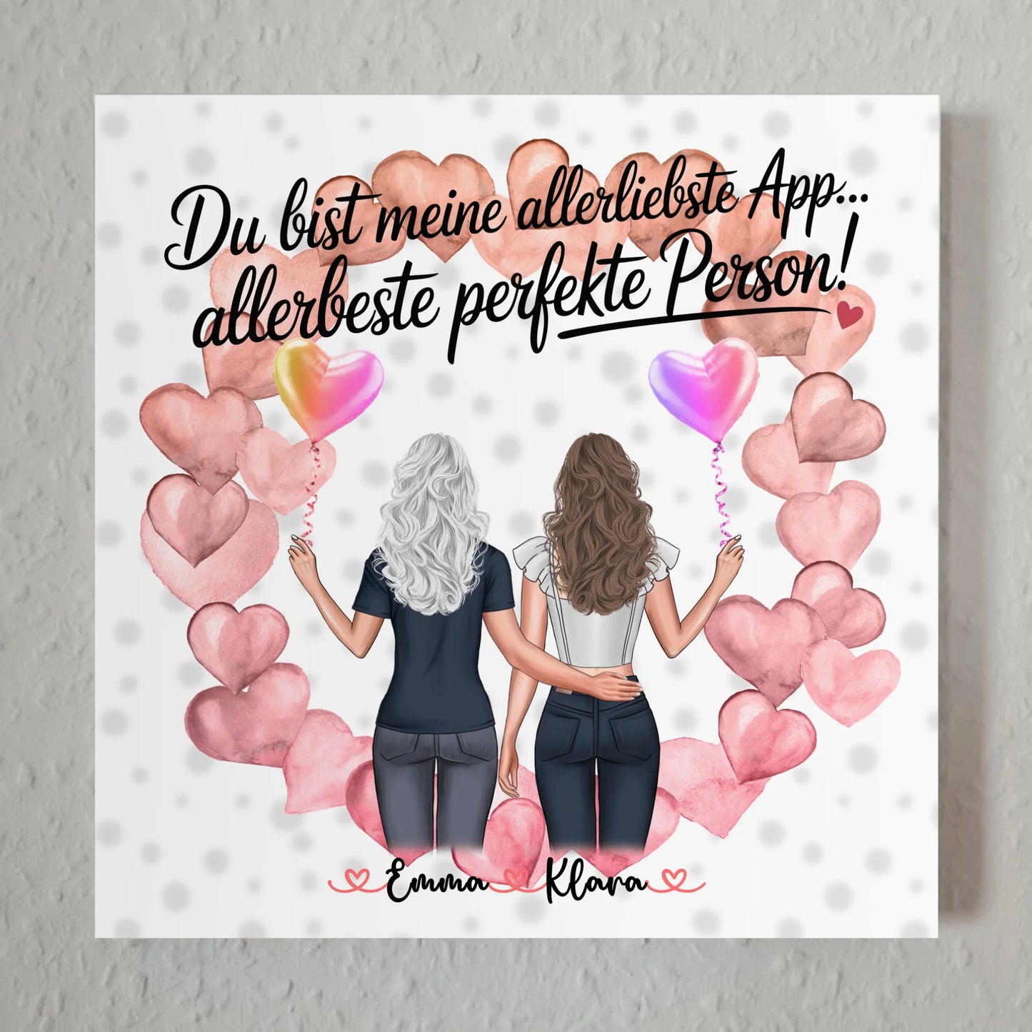 Fotoboard beste Freundin - 2 Clipart Frauen, Namen, Hintergrund und eigener Spruch