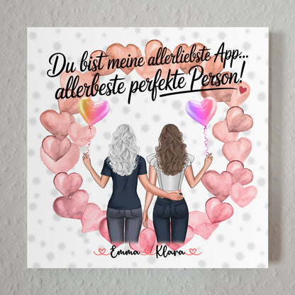 Fotoboard beste Freundin - 2 Clipart Frauen, Namen, Hintergrund und eigener Spruch