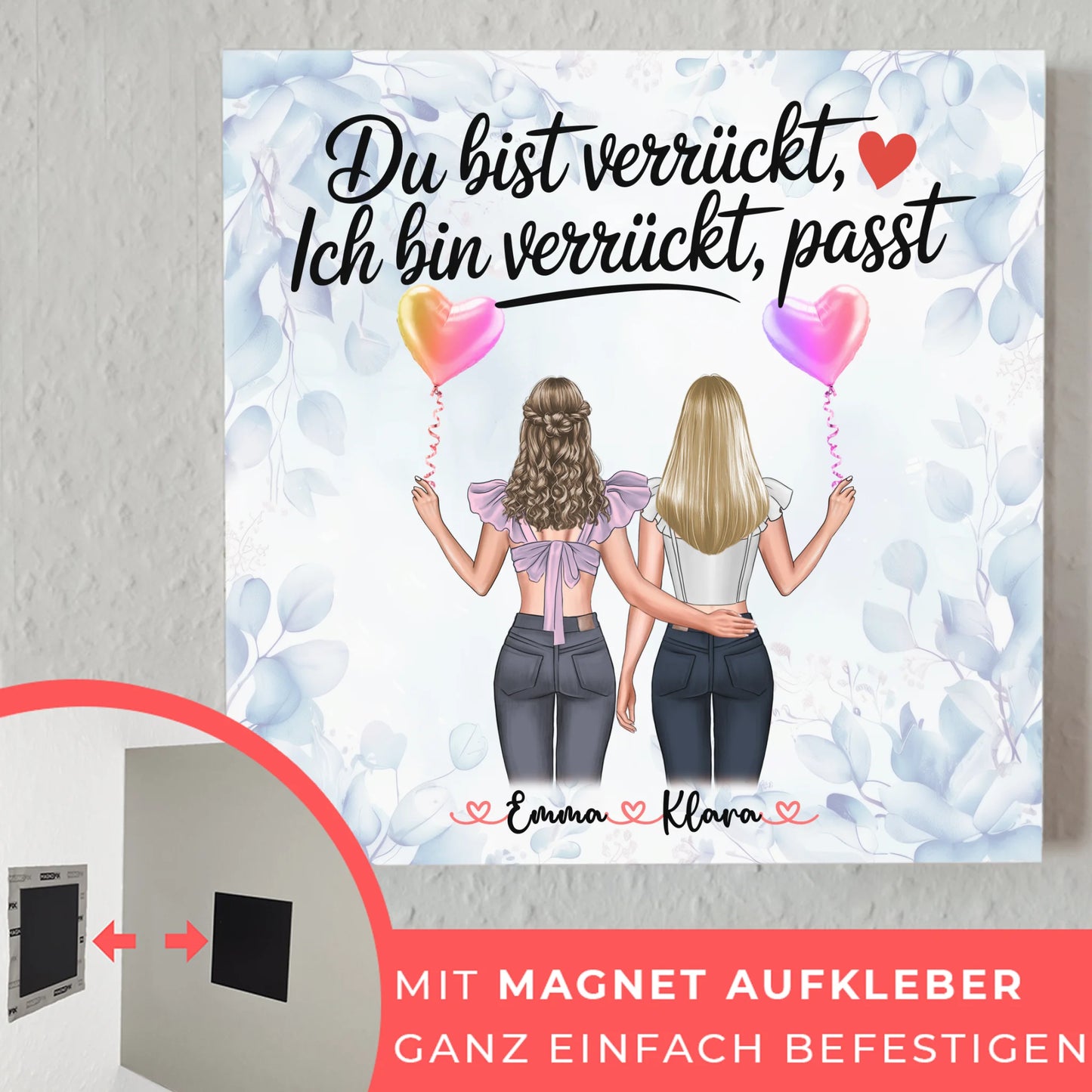 Beste Freundinnen Fotoboard mit 2 Clipart Frauen, Namen und Wunschtext