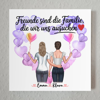Freundinnen Bild Personalisiert Fotoboard 2 Clipart-Frauen, Namen & Wunschtext