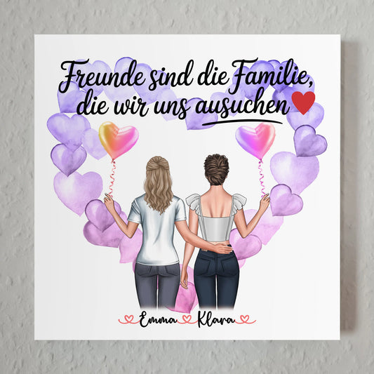 Freundinnen Bild Personalisiert Fotoboard 2 Clipart-Frauen, Namen & Wunschtext