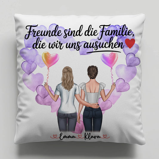 Namen Kissen Beste Freundin Freunde sind die Familie mit 2 Clipart Frauen & Wunschtext