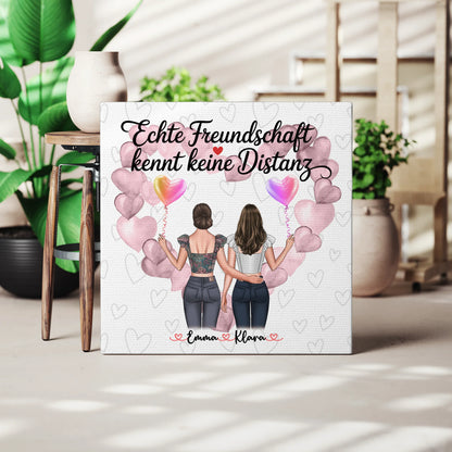 Leinwand mit Foto beste Freundin personalisiert mit 2 Clipart Frauen, Namen & eigener Text 3