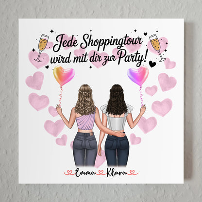Beste Freundin Fotoboard mit 2 Clipart Frauen, Namen, Hintergrundbild & Spruch