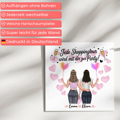 Beste Freundin Fotoboard mit 2 Clipart Frauen, Namen, Hintergrundbild & Spruch