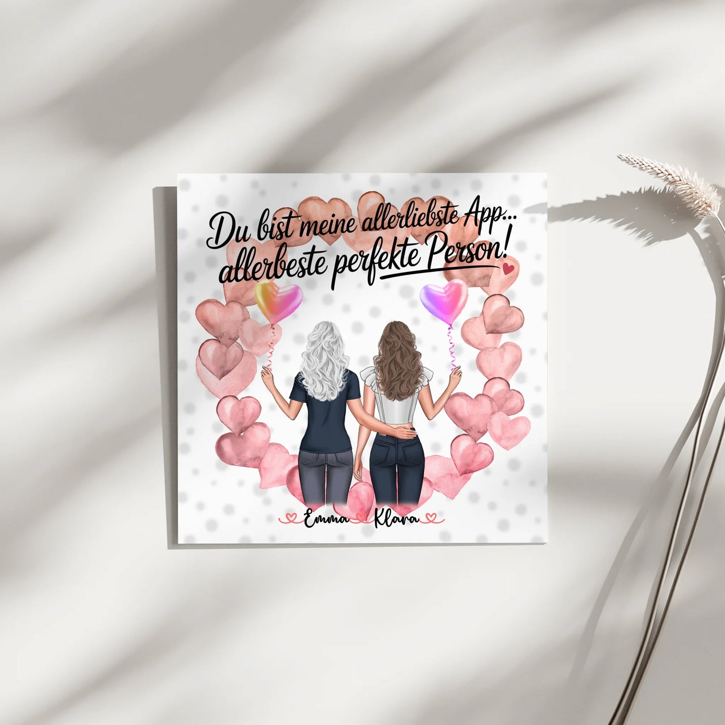 Fotoboard beste Freundin - 2 Clipart Frauen, Namen, Hintergrund und eigener Spruch