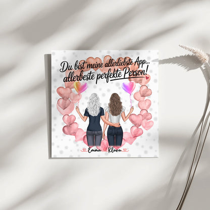 Fotoboard beste Freundin - 2 Clipart Frauen, Namen, Hintergrund und eigener Spruch