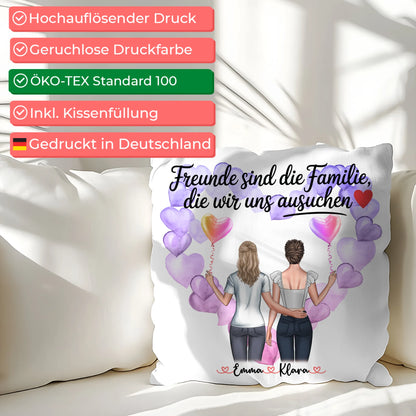 Namen Kissen Beste Freundin Freunde sind die Familie mit 2 Clipart Frauen & Wunschtext
