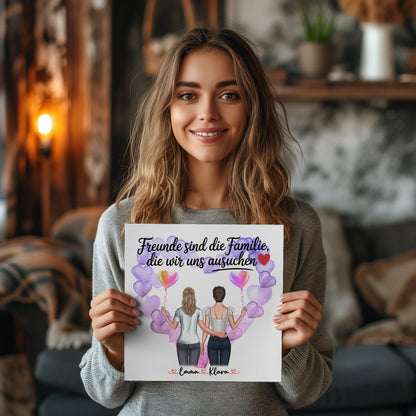 Freundinnen Bild Personalisiert Fotoboard 2 Clipart-Frauen, Namen & Wunschtext