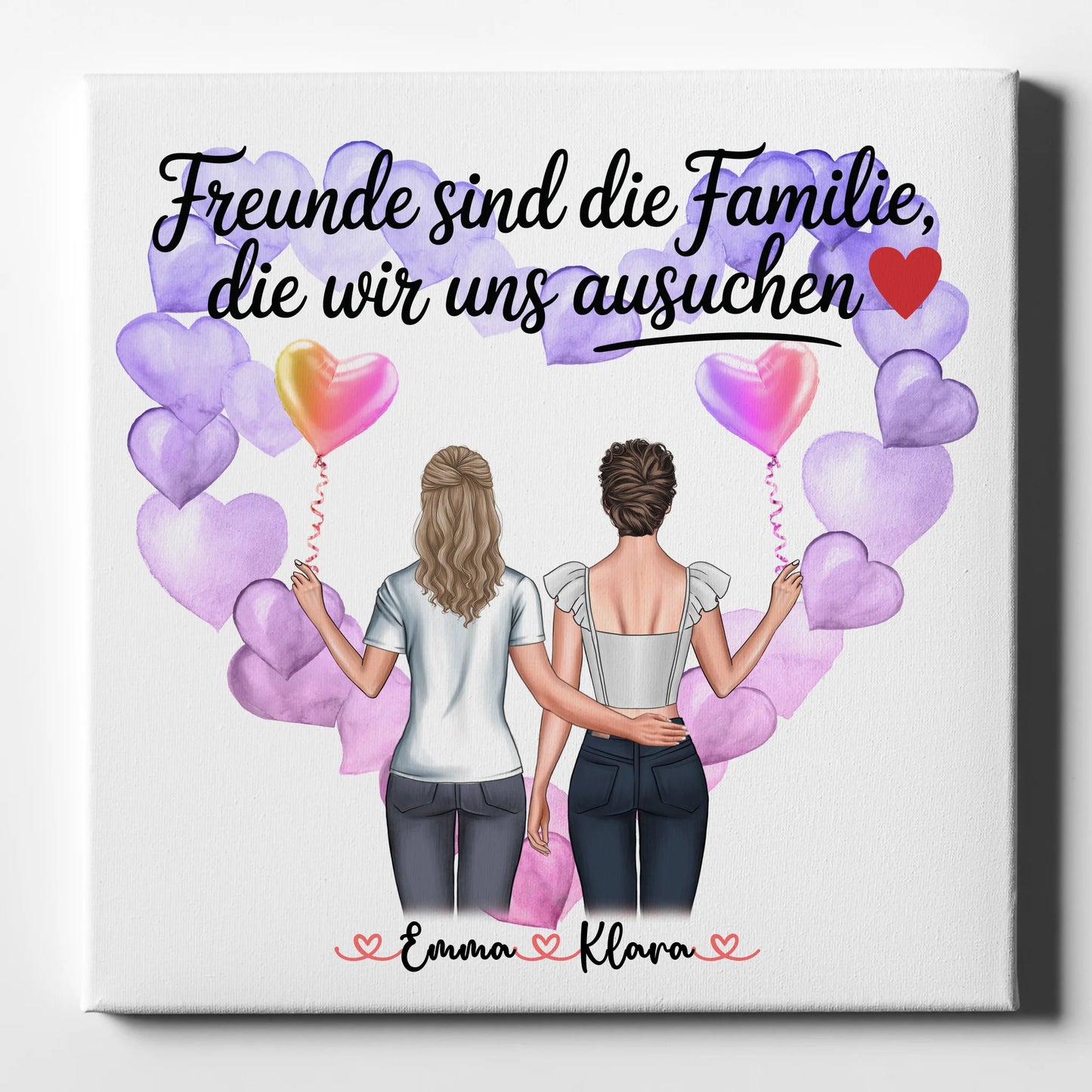 Leinwand Für Beste Freundin mit 2 Clipart Frauen, Namen, Hintergrund & Wunschtext 1
