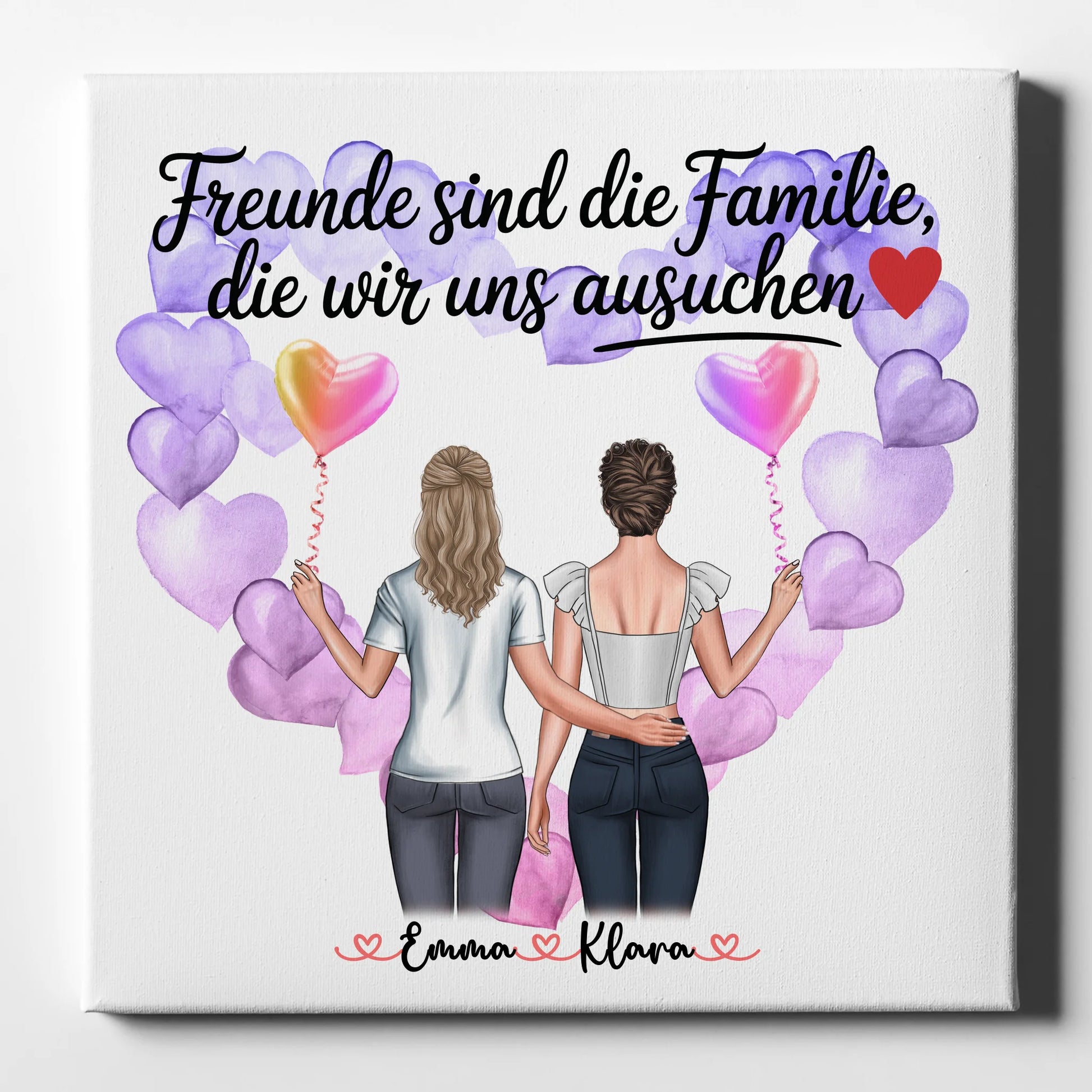 Leinwand Für Beste Freundin mit 2 Clipart Frauen, Namen, Hintergrund & Wunschtext 1
