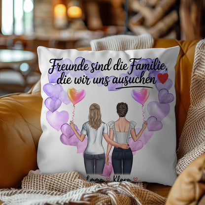 Namen Kissen Beste Freundin Freunde sind die Familie mit 2 Clipart Frauen & Wunschtext
