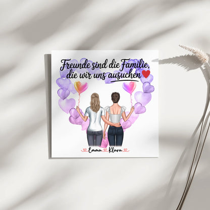 Freundinnen Bild Personalisiert Fotoboard 2 Clipart-Frauen, Namen & Wunschtext