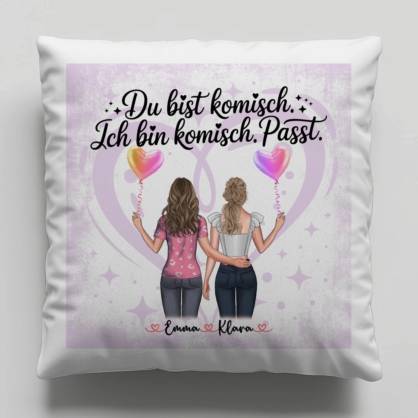 Beste Freundinnen Kissen mit 2 Clipart Frauen, Namen & Wunschtext