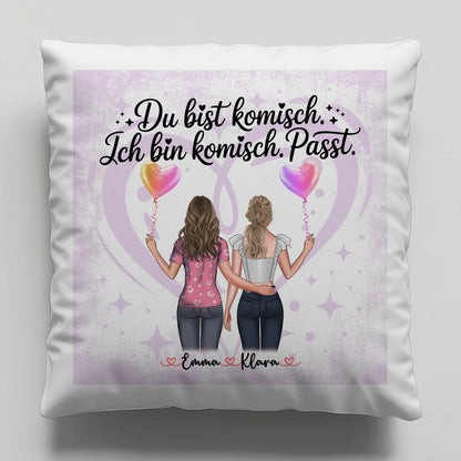 Beste Freundinnen Kissen mit 2 Clipart Frauen, Namen & Wunschtext