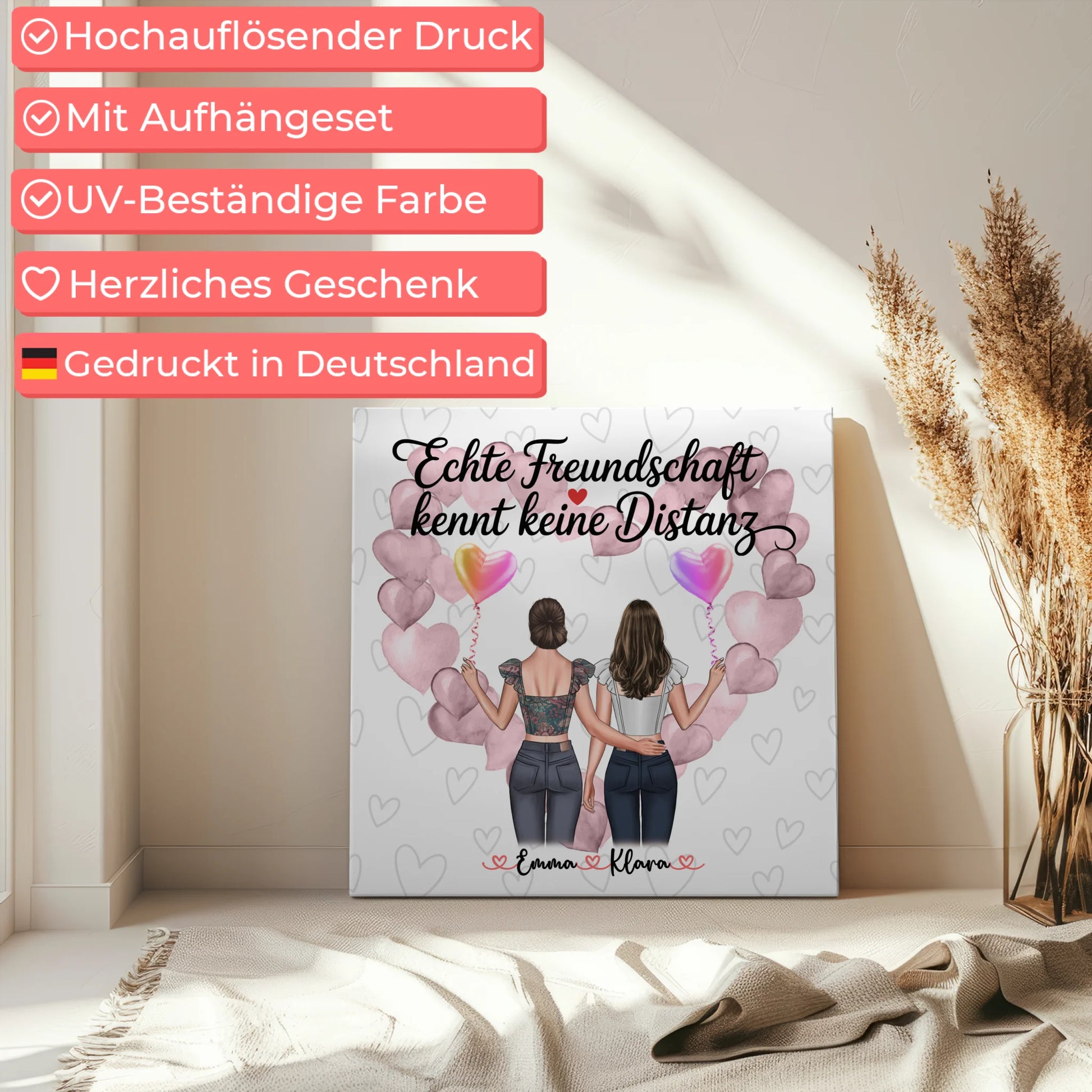 Leinwand mit Foto beste Freundin personalisiert mit 2 Clipart Frauen, Namen & eigener Text 5