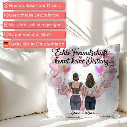 Beste Freundin Kissen mit 2 Clipart-Frauen, Namen, Hintergrundbild & Wunschtext